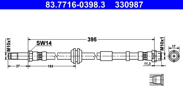 ATE 83.7716-0398.3 - Гальмівний шланг autozip.com.ua