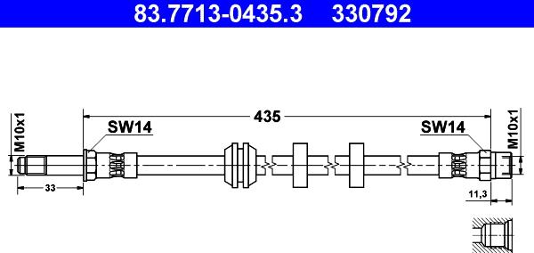 ATE 83.7713-0435.3 - Гальмівний шланг autozip.com.ua