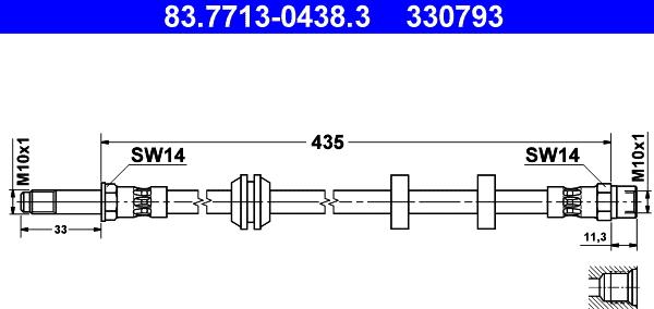 ATE 83.7713-0438.3 - Гальмівний шланг autozip.com.ua