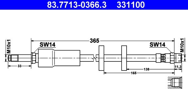 ATE 83.7713-0366.3 - Гальмівний шланг autozip.com.ua