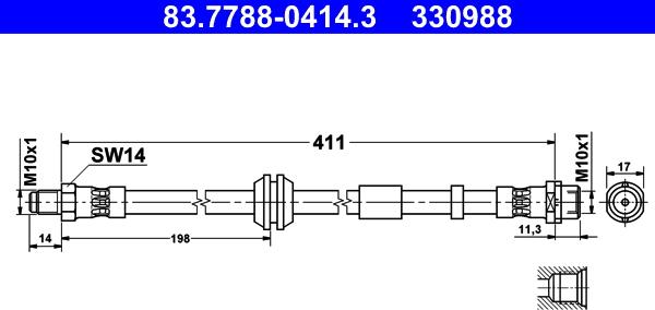 ATE 83.7788-0414.3 - Гальмівний шланг autozip.com.ua