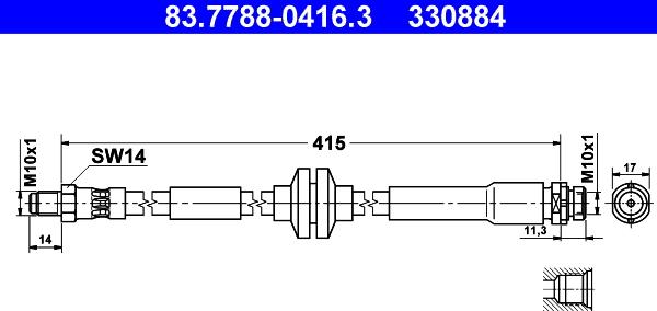 ATE 83.7788-0416.3 - Гальмівний шланг autozip.com.ua