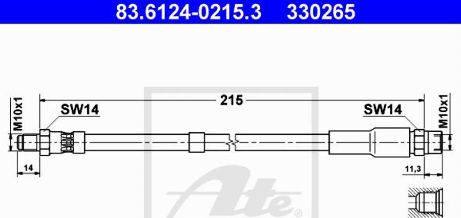 ATE 330265 - Гальмівний шланг autozip.com.ua