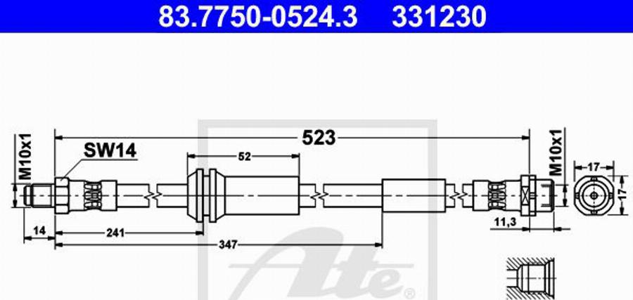 ATE 331230 - Гальмівний шланг autozip.com.ua