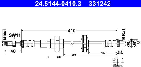 ATE 24.5144-0410.3 - Гальмівний шланг autozip.com.ua