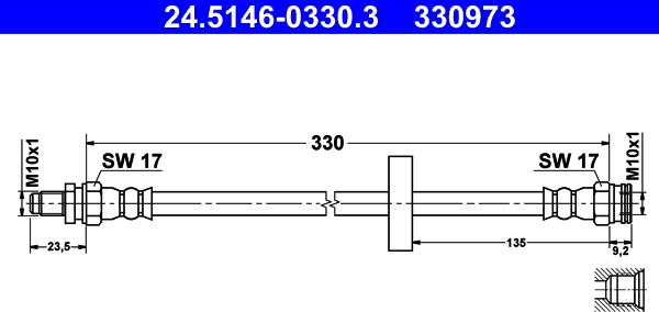 ATE 24.5146-0330.3 - Гальмівний шланг autozip.com.ua