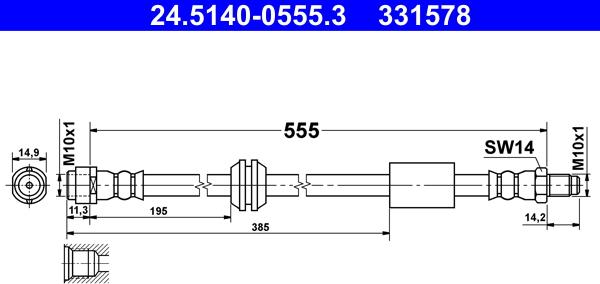 ATE 24.5140-0555.3 - Гальмівний шланг autozip.com.ua