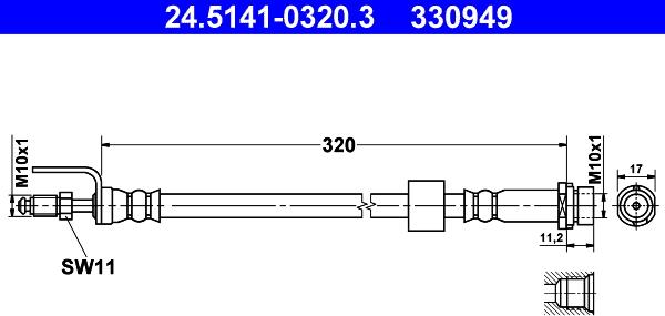 ATE 24.5141-0320.3 - Гальмівний шланг autozip.com.ua