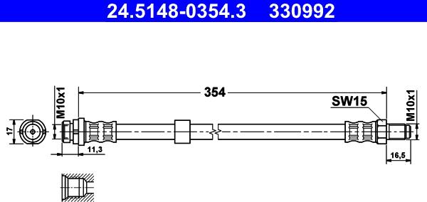 ATE 24.5148-0354.3 - Гальмівний шланг autozip.com.ua