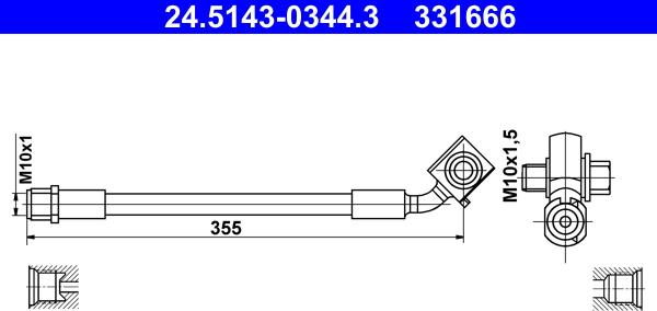 ATE 24.5143-0344.3 - Гальмівний шланг autozip.com.ua