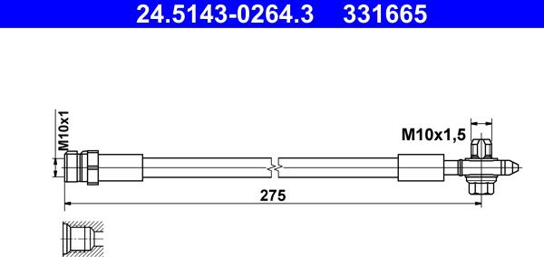 ATE 24.5143-0264.3 - Гальмівний шланг autozip.com.ua