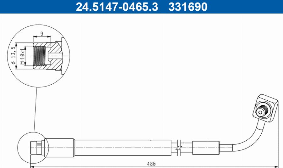 ATE 24.5147-0465.3 - Гальмівний шланг autozip.com.ua