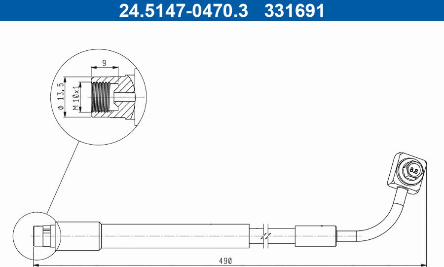 ATE 24.5147-0470.3 - Гальмівний шланг autozip.com.ua