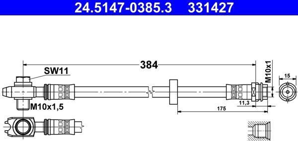 ATE 24.5147-0385.3 - Гальмівний шланг autozip.com.ua