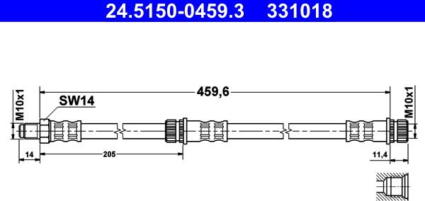 ATE 24.5150-0459.3 - Гальмівний шланг autozip.com.ua