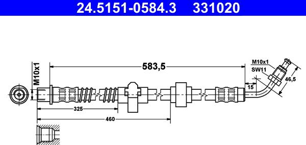 ATE 24.5151-0584.3 - Гальмівний шланг autozip.com.ua