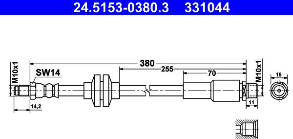 ATE 24.5153-0380.3 - Гальмівний шланг autozip.com.ua