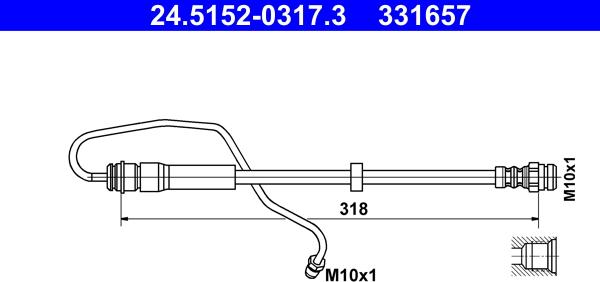 ATE 24.5152-0317.3 - Гальмівний шланг autozip.com.ua