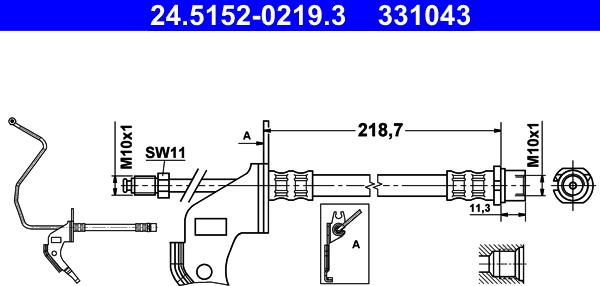 ATE 24.5152-0219.3 - Гальмівний шланг autozip.com.ua