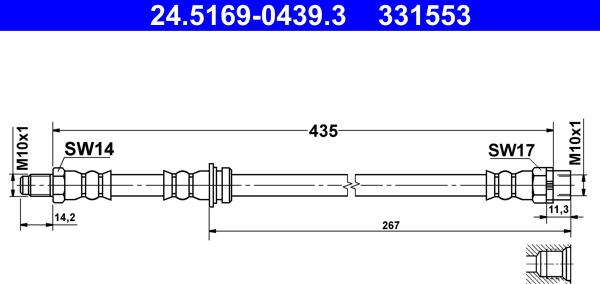 ATE 24.5169-0439.3 - Гальмівний шланг autozip.com.ua