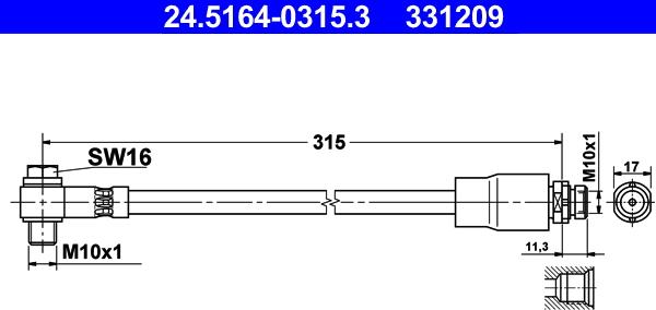 ATE 24.5164-0315.3 - Гальмівний шланг autozip.com.ua