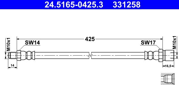 ATE 24.5165-0425.3 - Гальмівний шланг autozip.com.ua