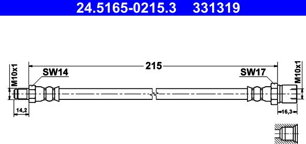 ATE 24.5165-0215.3 - Гальмівний шланг autozip.com.ua