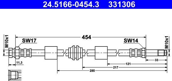 ATE 24.5166-0454.3 - Гальмівний шланг autozip.com.ua