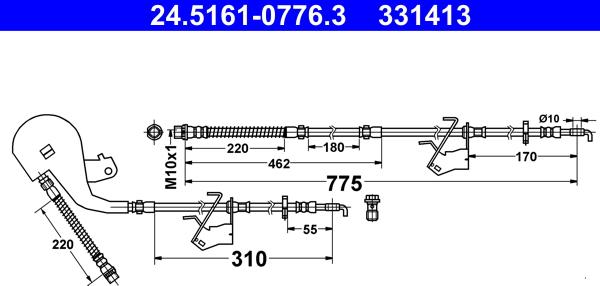 ATE 24.5161-0776.3 - Гальмівний шланг autozip.com.ua