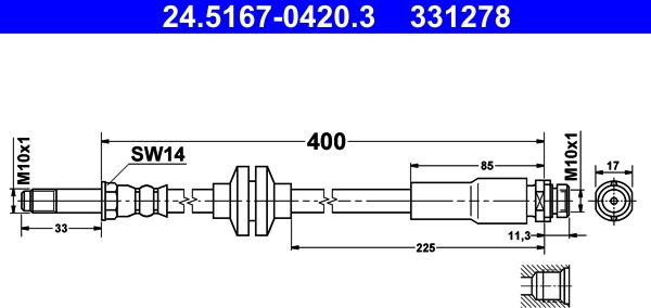 ATE 24.5167-0420.3 - Гальмівний шланг autozip.com.ua