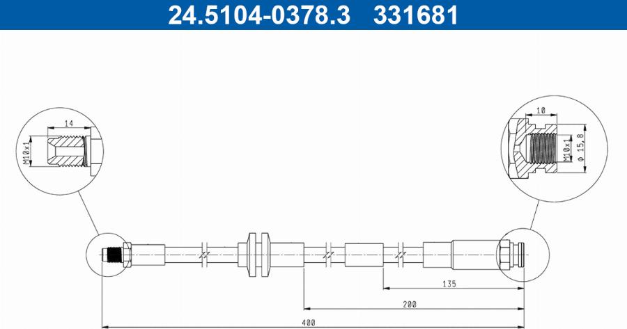 ATE 24.5104-0378.3 - Гальмівний шланг autozip.com.ua