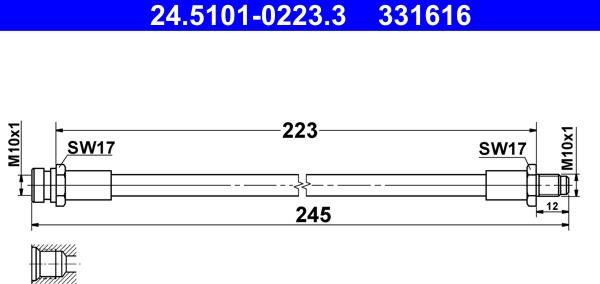 ATE 24.5101-0223.3 - Гальмівний шланг autozip.com.ua