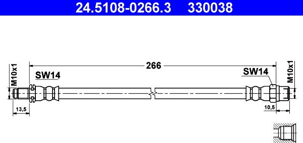 ATE 24.5108-0266.3 - Гальмівний шланг autozip.com.ua