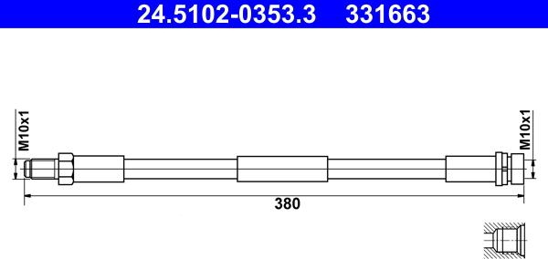 ATE 24.5102-0353.3 - Гальмівний шланг autozip.com.ua