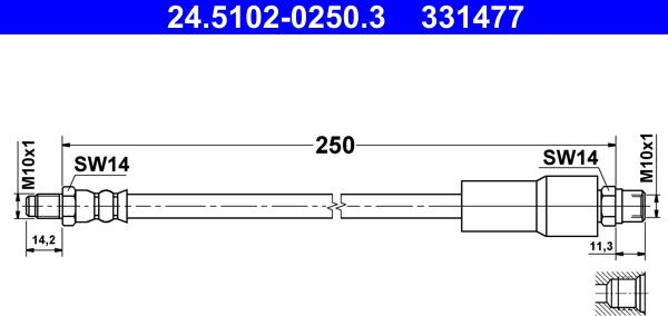 ATE 24.5102-0250.3 - Гальмівний шланг autozip.com.ua