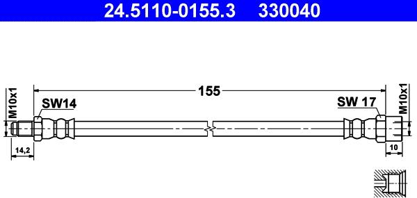 ATE 24.5110-0155.3 - Гальмівний шланг autozip.com.ua