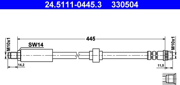 ATE 24.5111-0445.3 - Гальмівний шланг autozip.com.ua