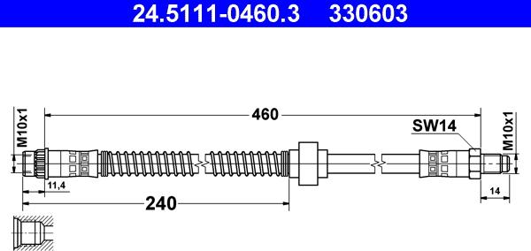 ATE 24.5111-0460.3 - Гальмівний шланг autozip.com.ua