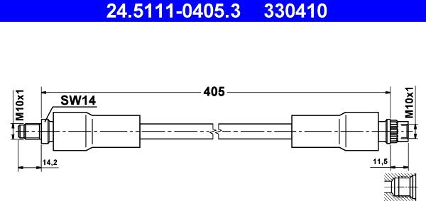 ATE 24.5111-0405.3 - Гальмівний шланг autozip.com.ua