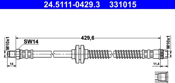 ATE 24.5111-0429.3 - Гальмівний шланг autozip.com.ua