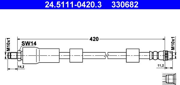 ATE 24.5111-0420.3 - Гальмівний шланг autozip.com.ua