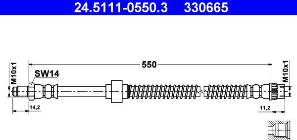 ATE 24.5111-0550.3 - Гальмівний шланг autozip.com.ua