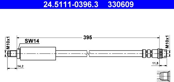 ATE 24.5111-0396.3 - Гальмівний шланг autozip.com.ua