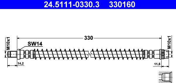 ATE 24.5111-0330.3 - Гальмівний шланг autozip.com.ua