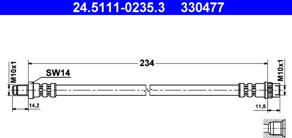 ATE 24.5111-0235.3 - Гальмівний шланг autozip.com.ua