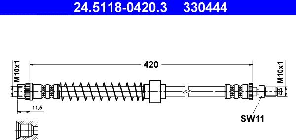 ATE 24.5118-0420.3 - Гальмівний шланг autozip.com.ua