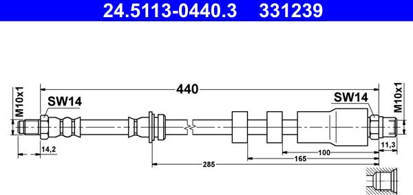 ATE 24.5113-0440.3 - Гальмівний шланг autozip.com.ua