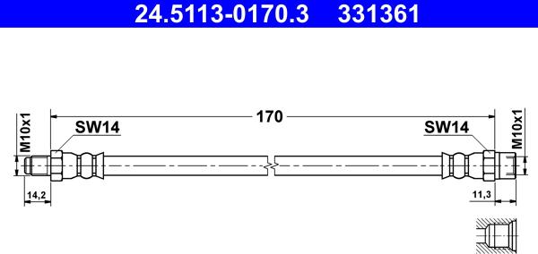 ATE 24.5113-0170.3 - Гальмівний шланг autozip.com.ua