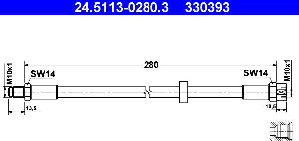 ATE 24.5113-0280.3 - Гальмівний шланг autozip.com.ua