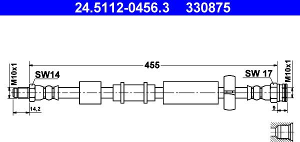 ATE 24.5112-0456.3 - Гальмівний шланг autozip.com.ua